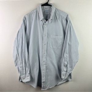 Brooks Brothers Mens Button Down Shirt 16-3 Blue Striped Long Sleeve Made In USA